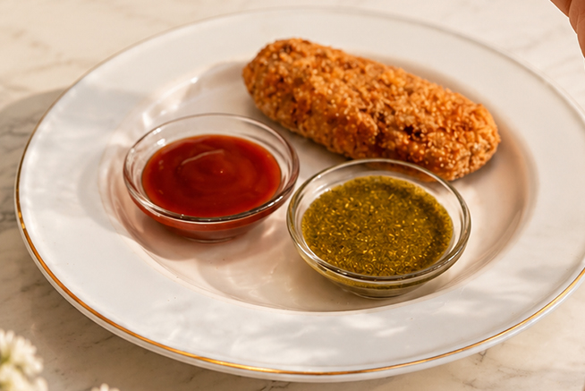 Vegetarian party snack with chutneys
